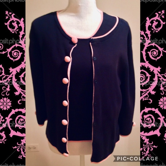 Ambra Sweaters - Ambra Pink & Black Tank Top Shell With Sweater